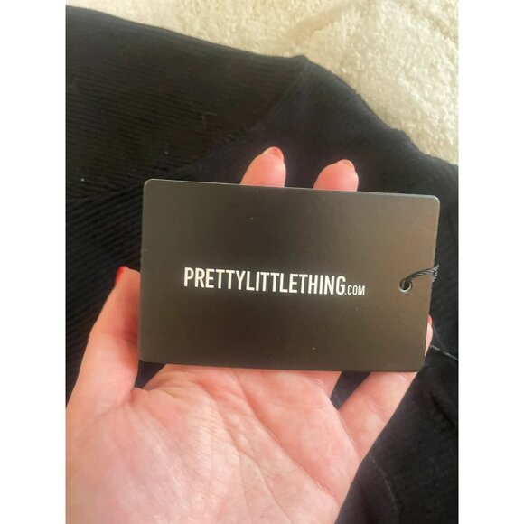 NWT PrettyLittleThing Black Cut Out Statement Sweater Dress - Picture 6 of 6
